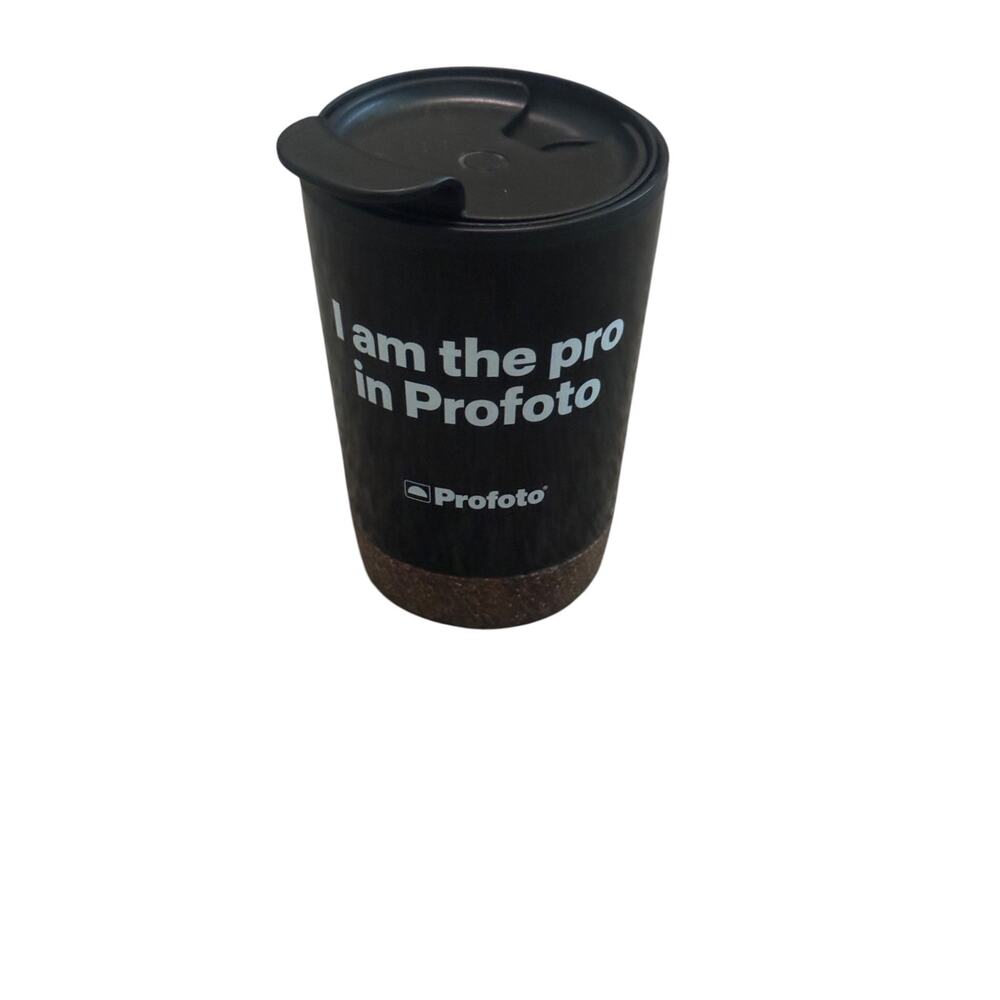 Profoto Black Travel Mug Pro Photographer Photography 10 oz Cork Base Rare